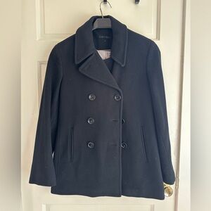 Calvin Klein Women's Elegant Black Peacoat - Size 6 - EUC Wool Nylon + Cashmere